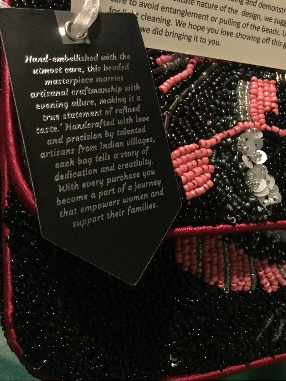 Beaded Black Shoulder Bag with Red Dragon Embroidery NO BRAND - Picture 15 of 15